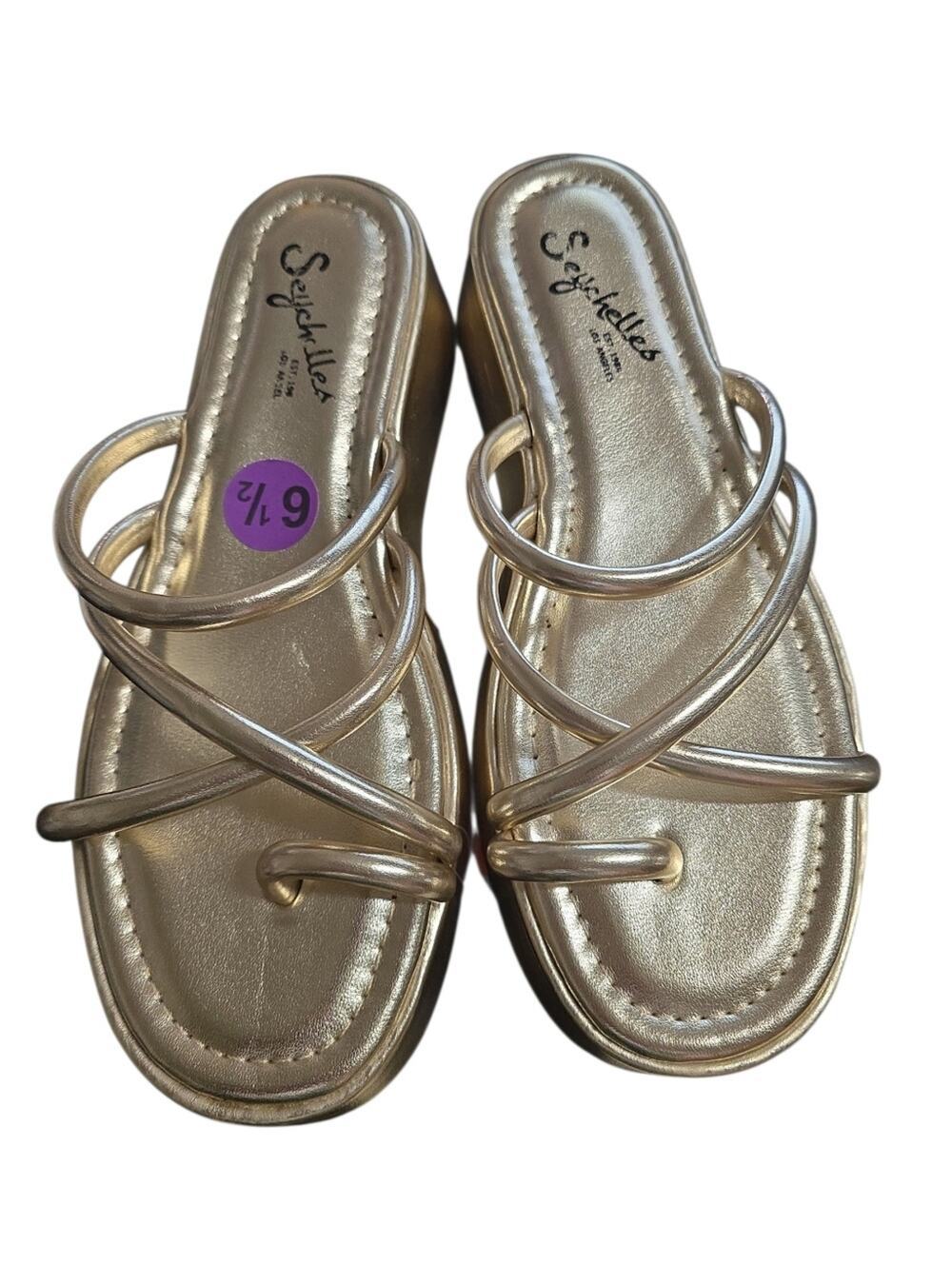 New Seychelles Gold Crisscross Slide Sandals